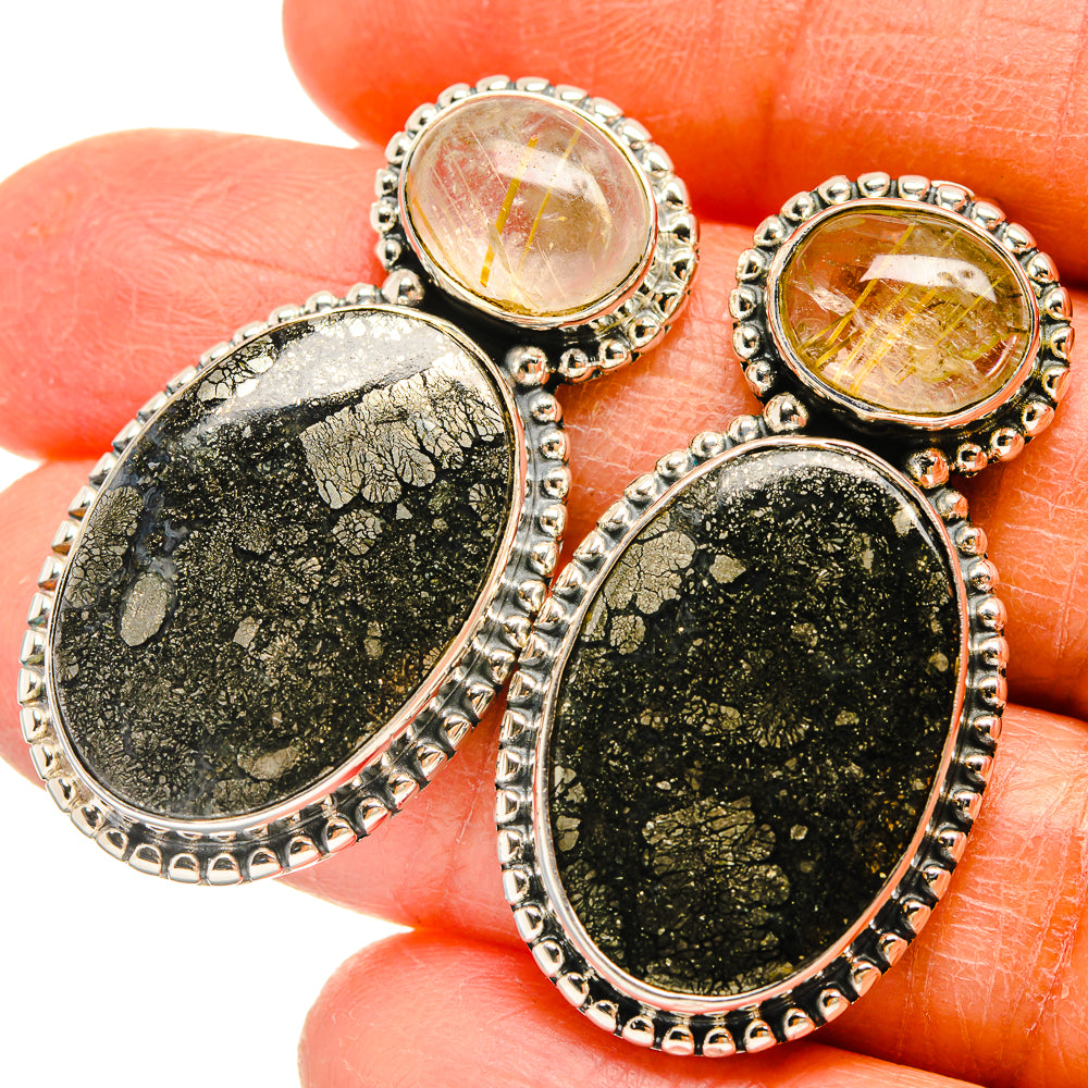 Pyrite Agate Earrings handcrafted by Ana Silver Co - EARR425580