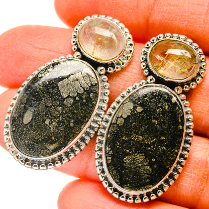 Pyrite Agate Earrings handcrafted by Ana Silver Co - EARR425580