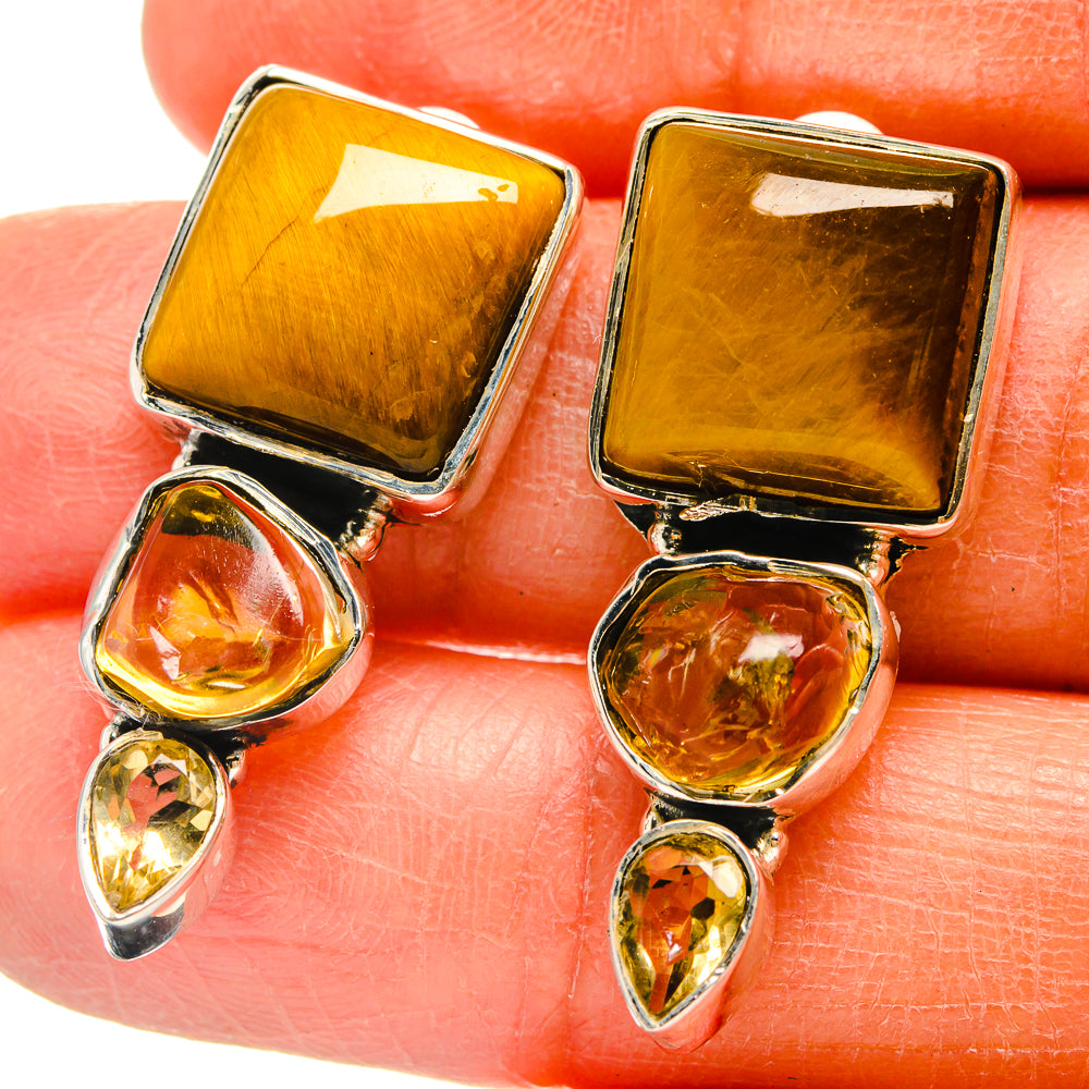 Tiger Eye Earrings handcrafted by Ana Silver Co - EARR425584