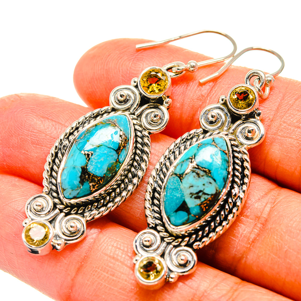 Blue Copper Composite Turquoise Earrings handcrafted by Ana Silver Co - EARR425589