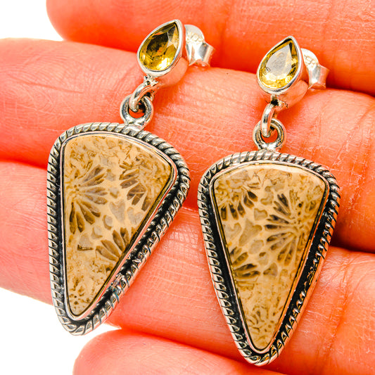Fossil Coral Earrings handcrafted by Ana Silver Co - EARR425593