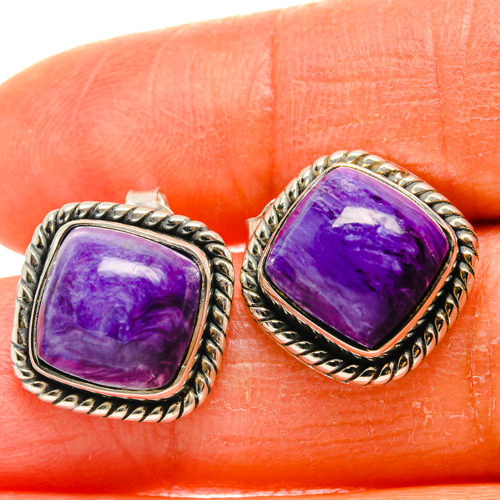 Charoite Earrings handcrafted by Ana Silver Co - EARR425597