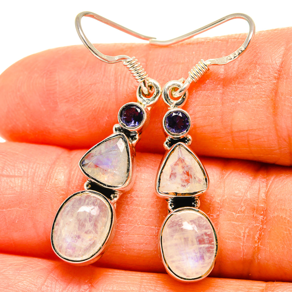 Rainbow Moonstone Earrings handcrafted by Ana Silver Co - EARR425599