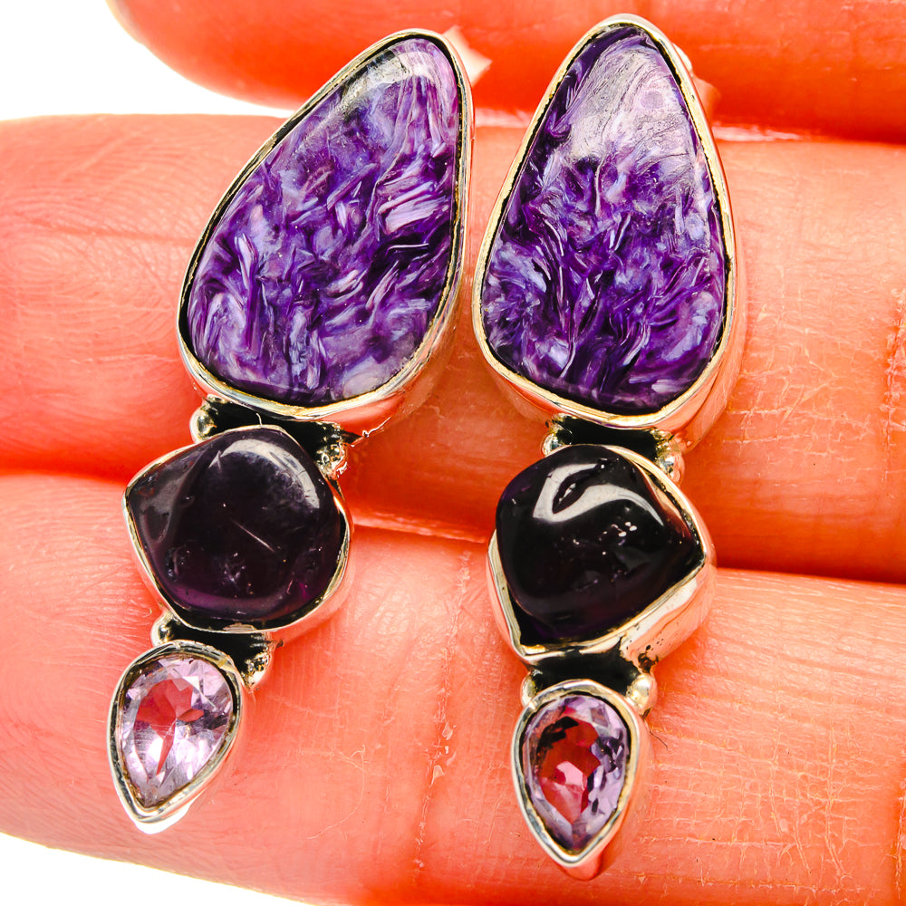Charoite Earrings handcrafted by Ana Silver Co - EARR425651