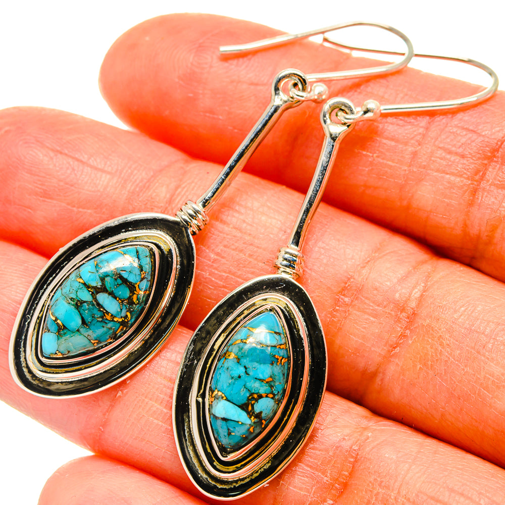 Blue Copper Composite Turquoise Earrings handcrafted by Ana Silver Co - EARR425675