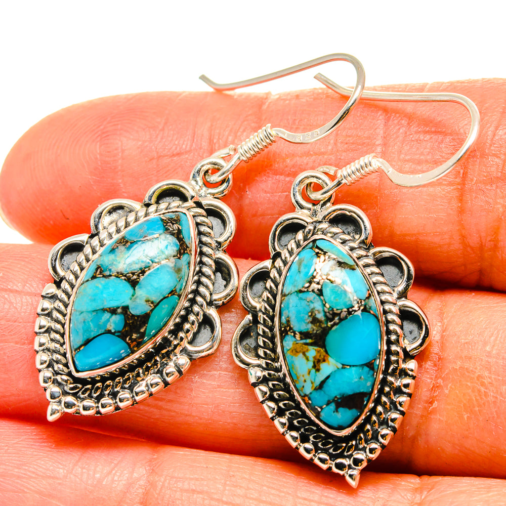 Blue Copper Composite Turquoise Earrings handcrafted by Ana Silver Co - EARR425677