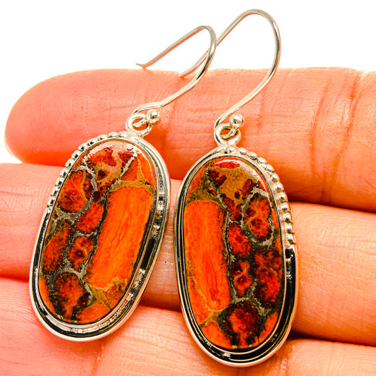 Orange Copper Composite Turquoise Earrings handcrafted by Ana Silver Co - EARR425679