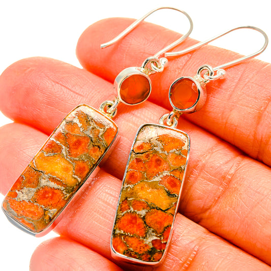 Orange Copper Composite Turquoise Earrings handcrafted by Ana Silver Co - EARR425700