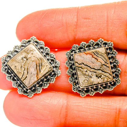 Laguna Lace Agate Earrings handcrafted by Ana Silver Co - EARR425707