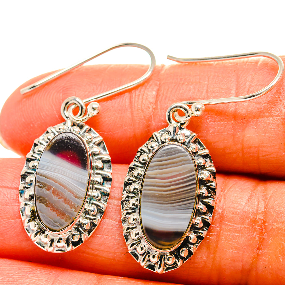 Botswana Agate Earrings handcrafted by Ana Silver Co - EARR425710