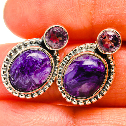 Charoite Earrings handcrafted by Ana Silver Co - EARR425712
