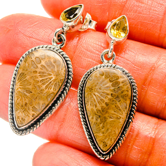 Fossil Coral Earrings handcrafted by Ana Silver Co - EARR425718