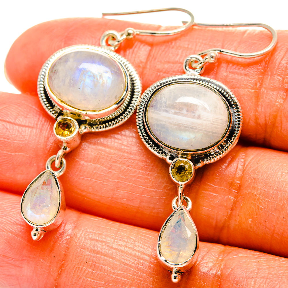 Rainbow Moonstone Earrings handcrafted by Ana Silver Co - EARR425723