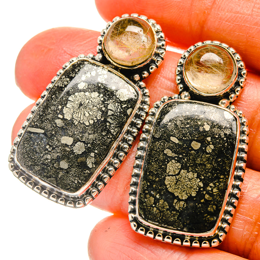 Pyrite Agate Earrings handcrafted by Ana Silver Co - EARR425728