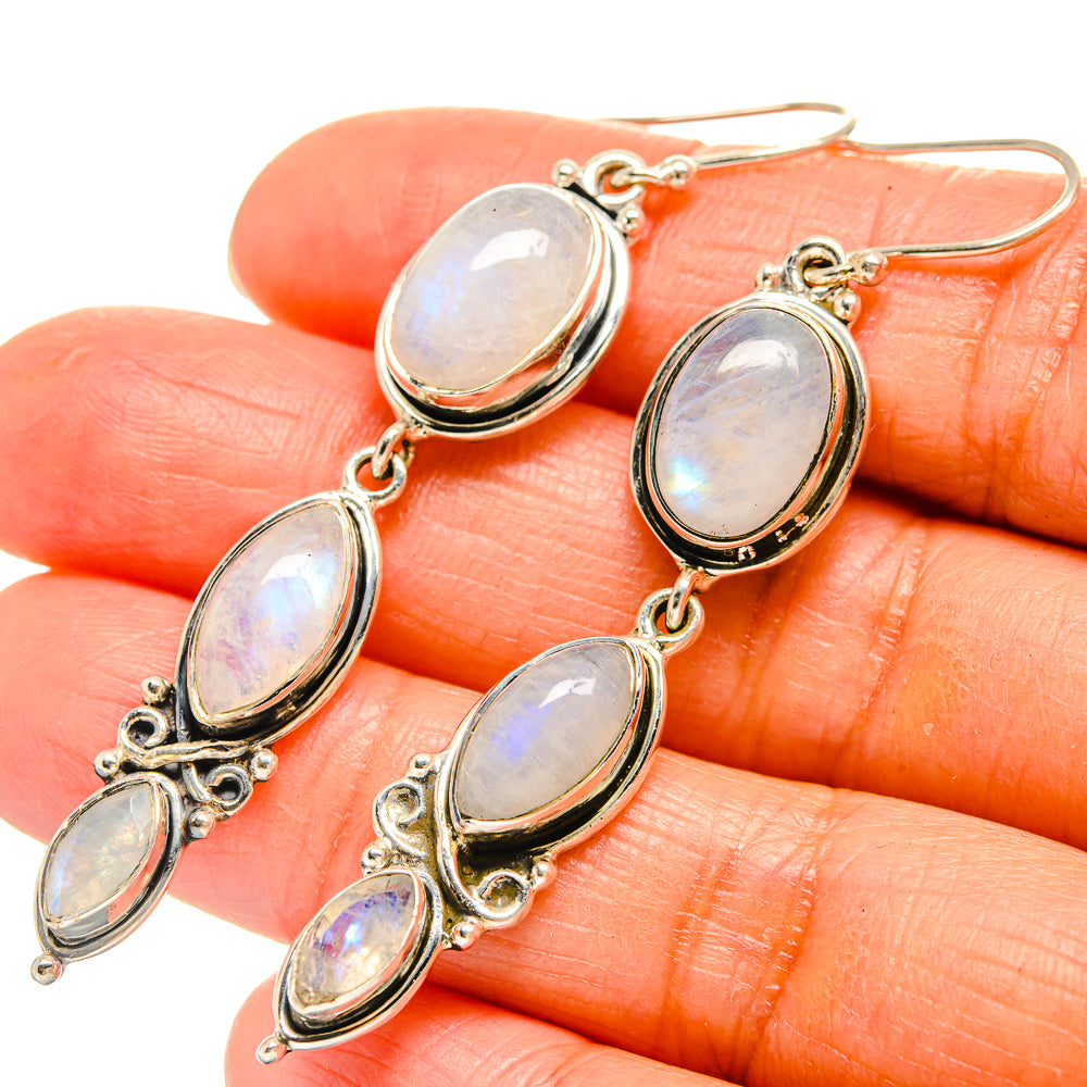 Rainbow Moonstone Earrings handcrafted by Ana Silver Co - EARR425736