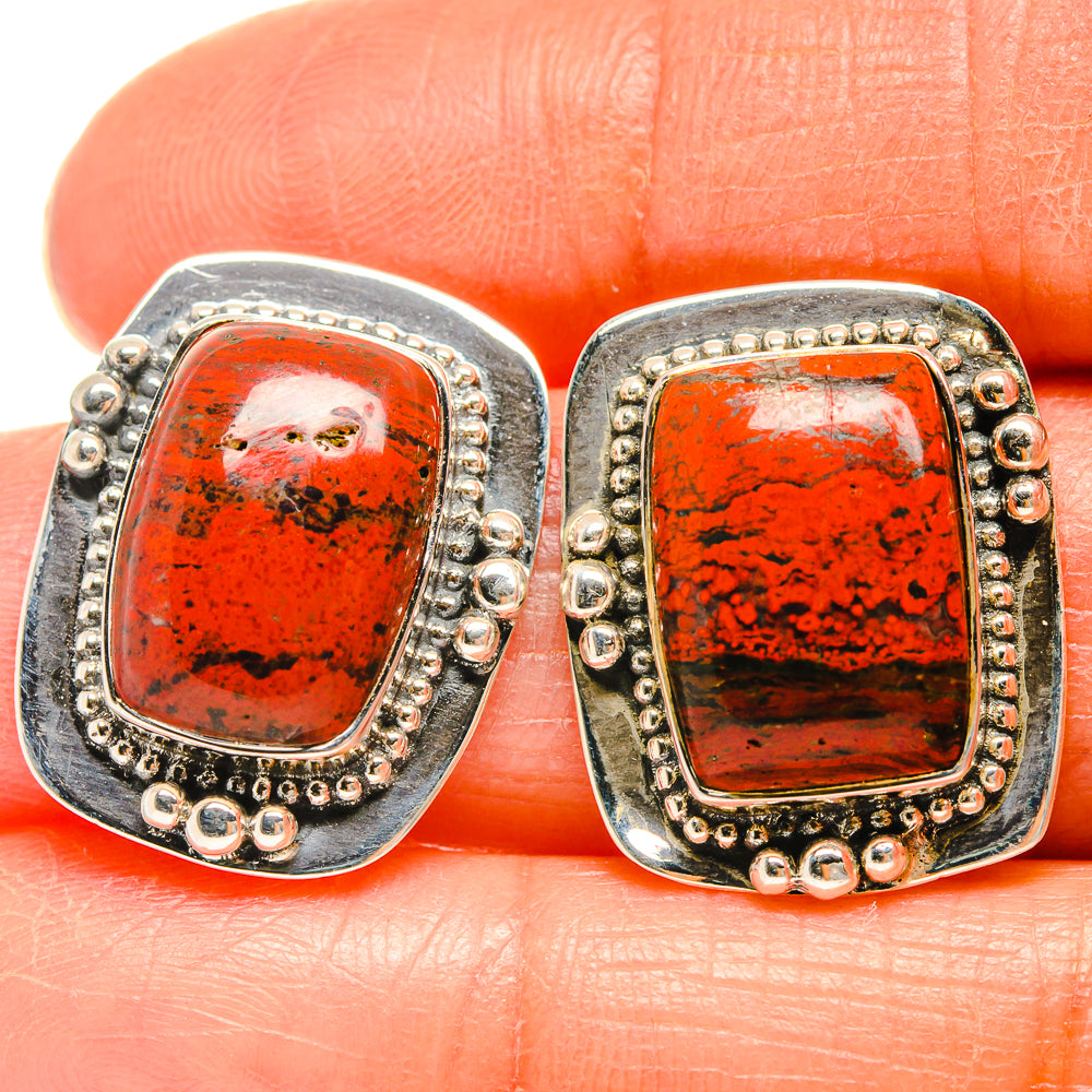 Bloodstone Earrings handcrafted by Ana Silver Co - EARR425742