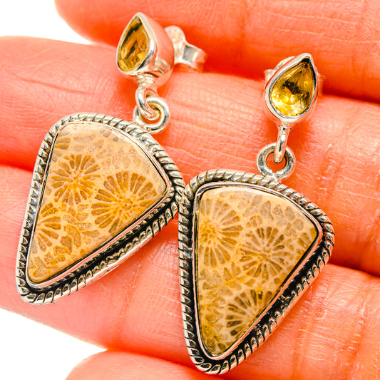 Fossil Coral Earrings handcrafted by Ana Silver Co - EARR425751