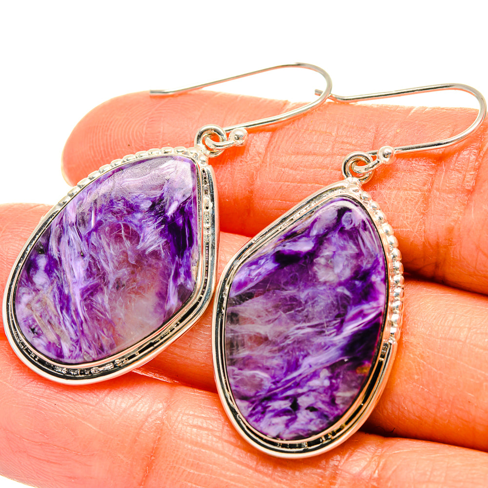 Charoite Earrings handcrafted by Ana Silver Co - EARR425775