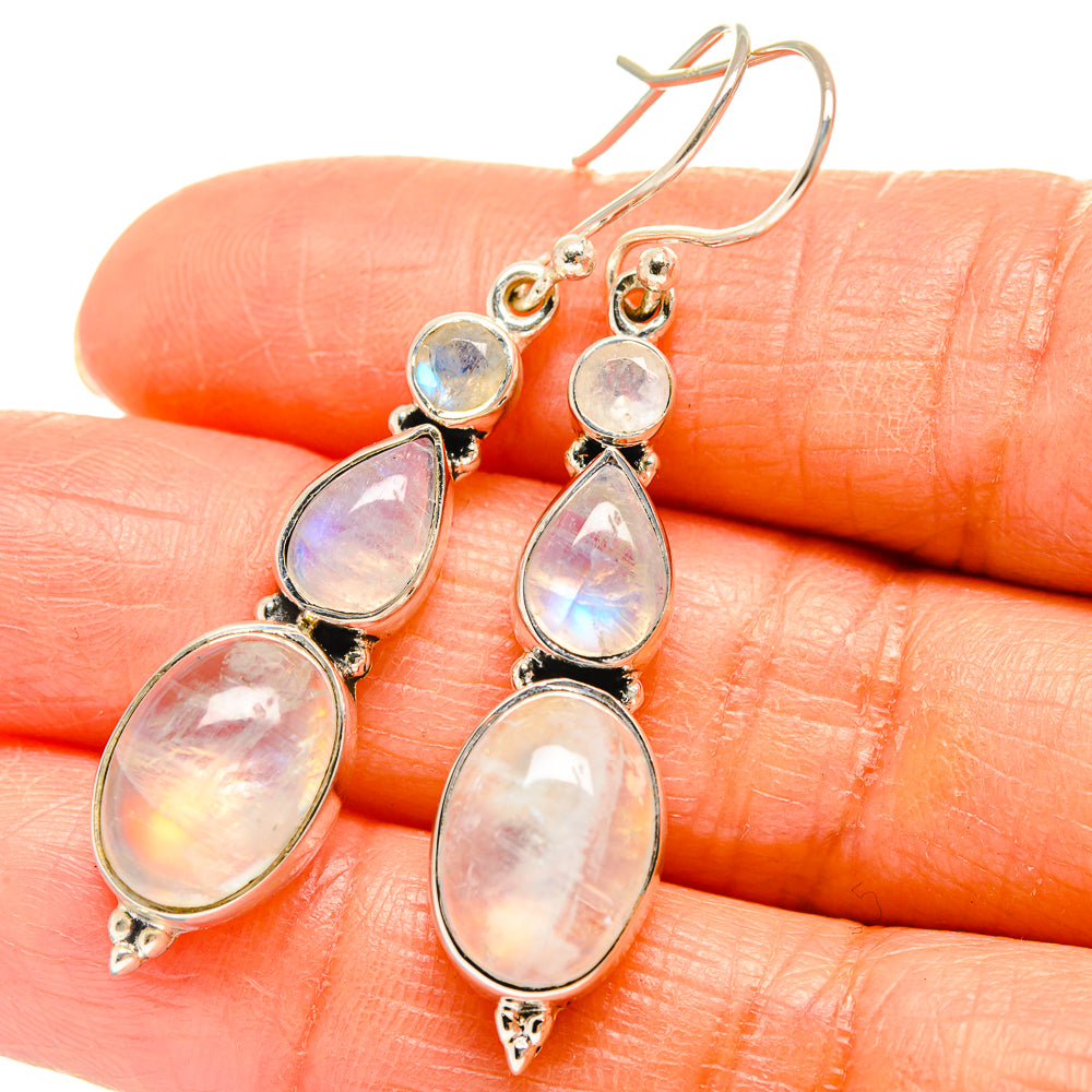 Rainbow Moonstone Earrings handcrafted by Ana Silver Co - EARR425777