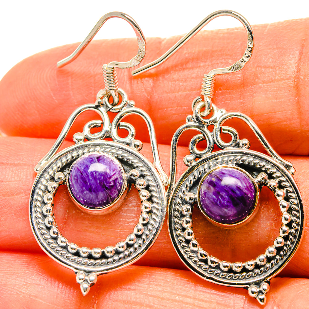 Charoite Earrings handcrafted by Ana Silver Co - EARR425789