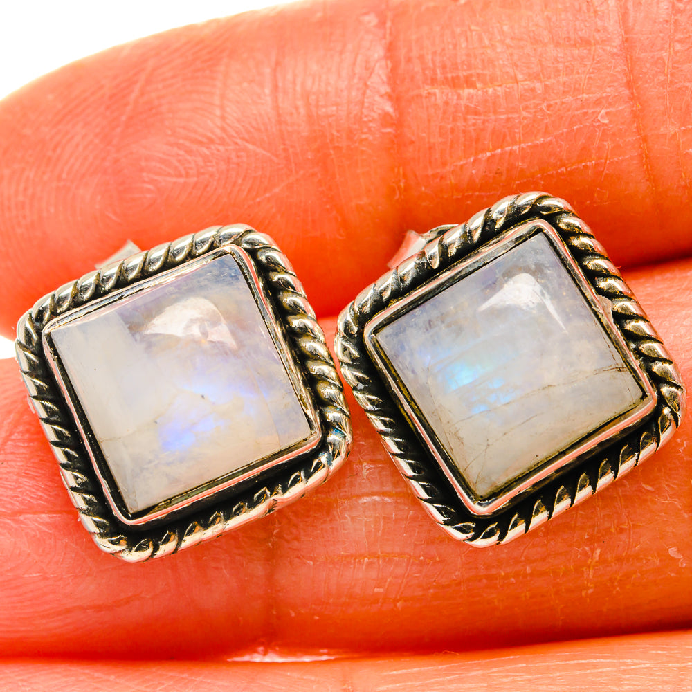 Rainbow Moonstone Earrings handcrafted by Ana Silver Co - EARR425793