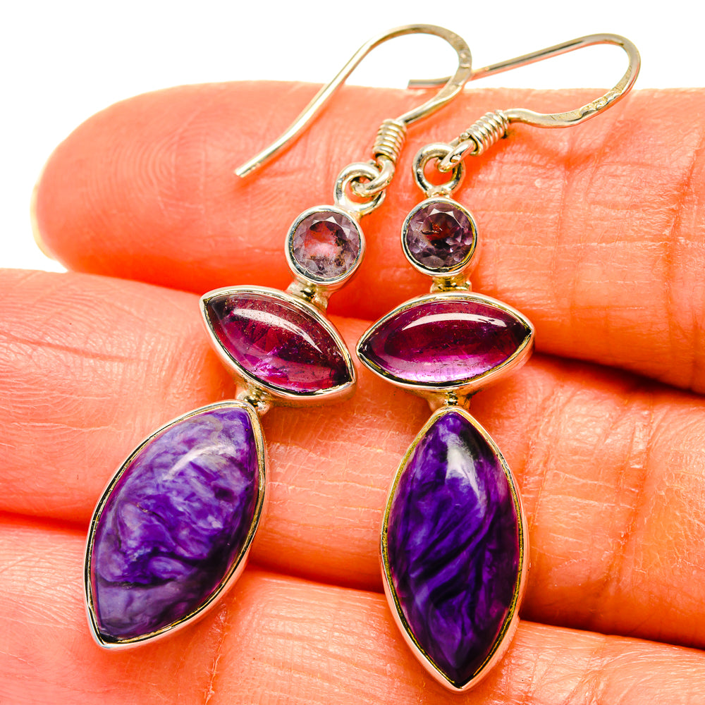 Charoite Earrings handcrafted by Ana Silver Co - EARR425794