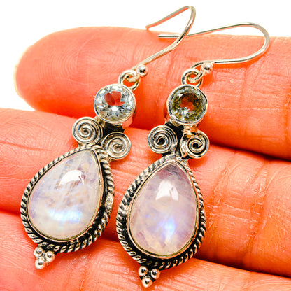 Rainbow Moonstone Earrings handcrafted by Ana Silver Co - EARR425813