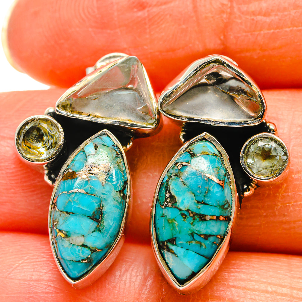 Blue Copper Composite Turquoise Earrings handcrafted by Ana Silver Co - EARR425822