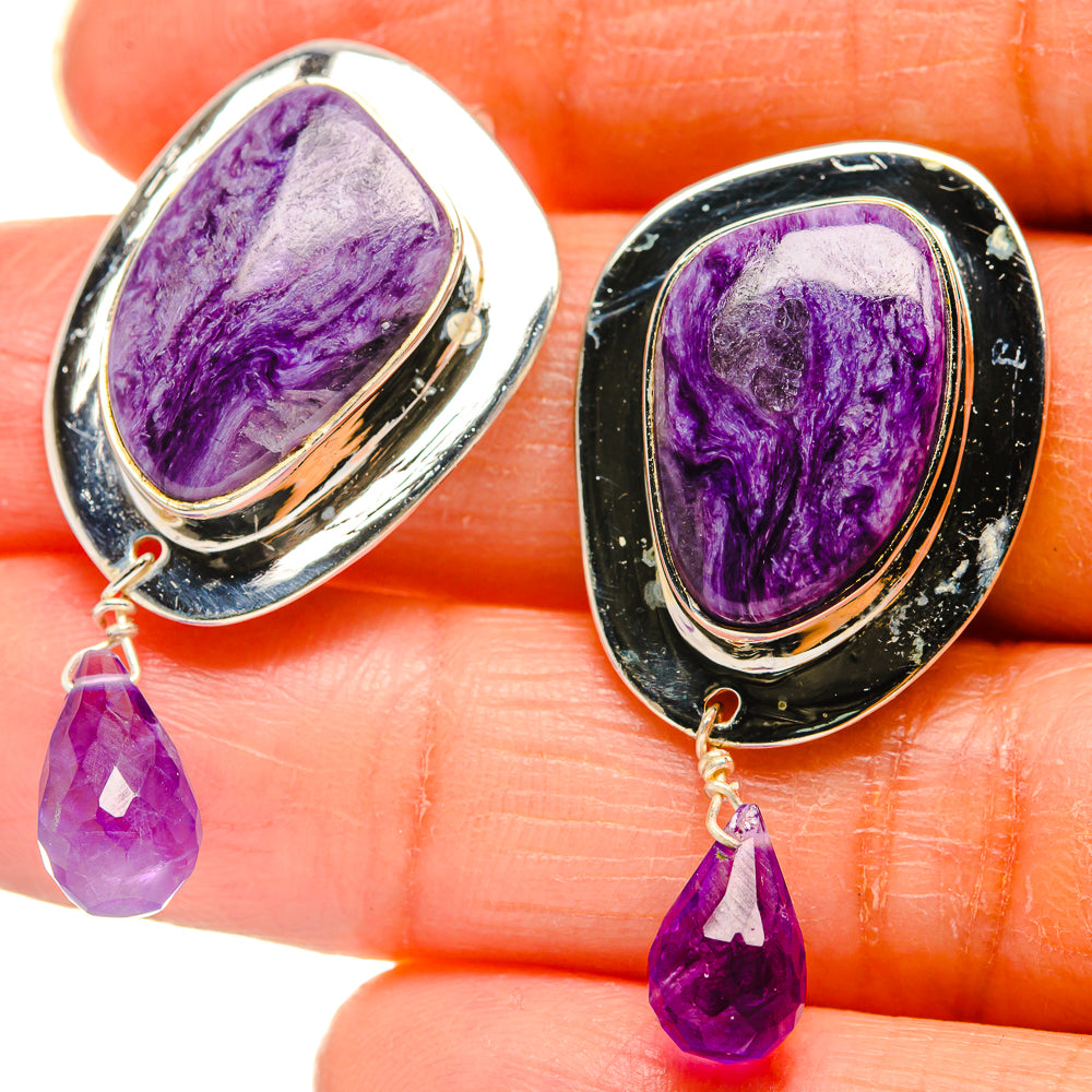 Charoite Earrings handcrafted by Ana Silver Co - EARR425824