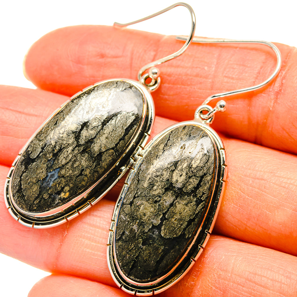 Pyrite Agate Earrings handcrafted by Ana Silver Co - EARR425825