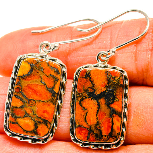 Orange Copper Composite Turquoise Earrings handcrafted by Ana Silver Co - EARR425828