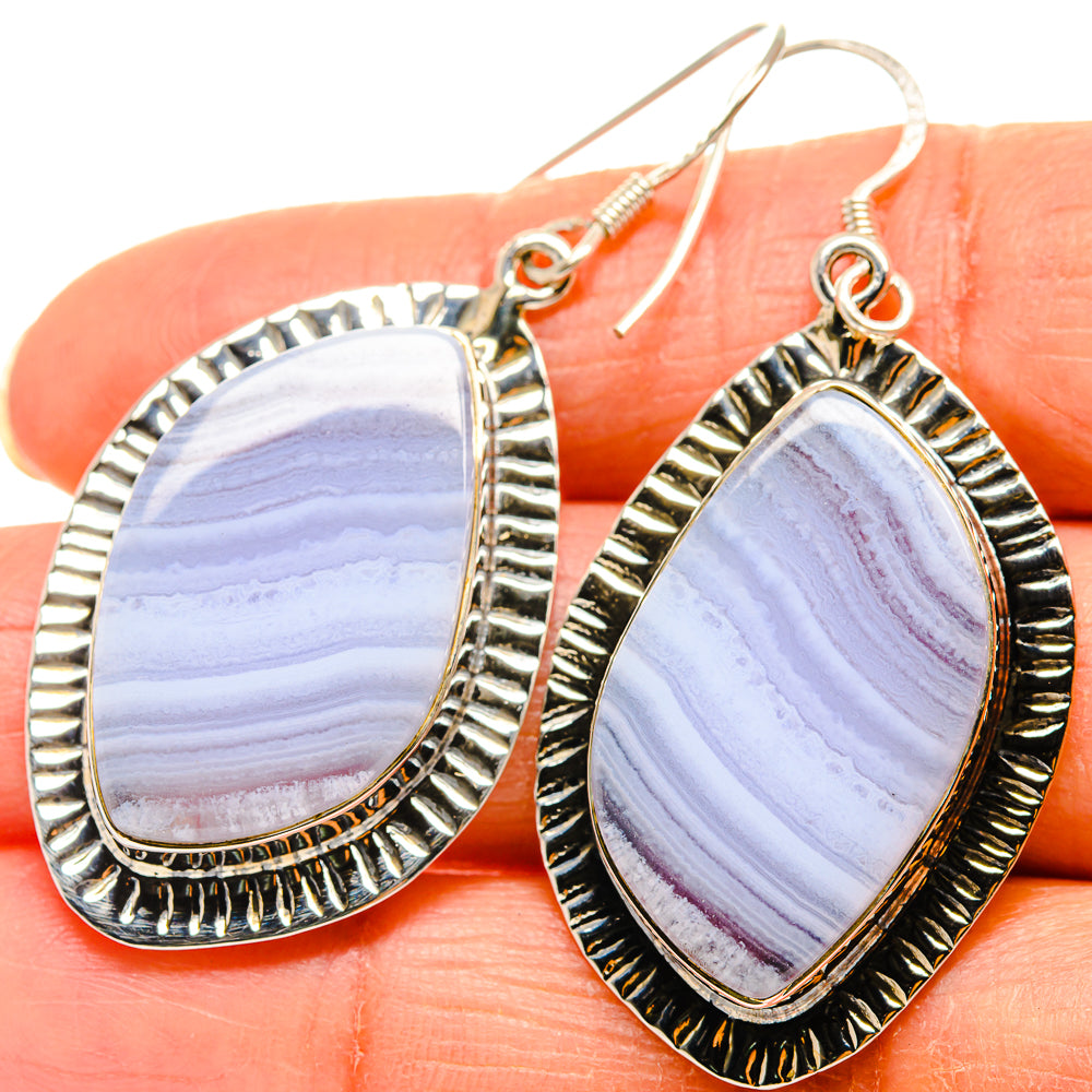 Blue Lace Agate Earrings handcrafted by Ana Silver Co - EARR425830