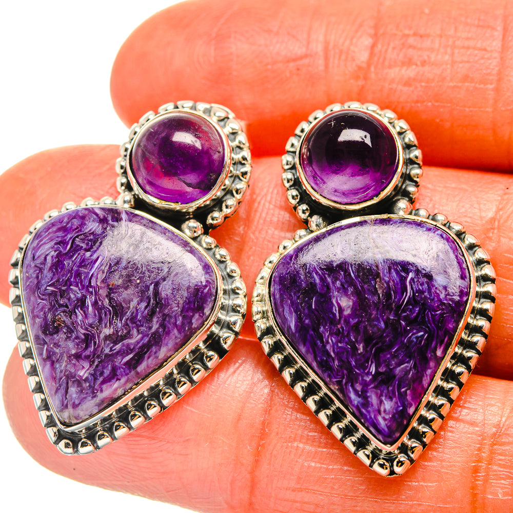 Charoite Earrings handcrafted by Ana Silver Co - EARR425848