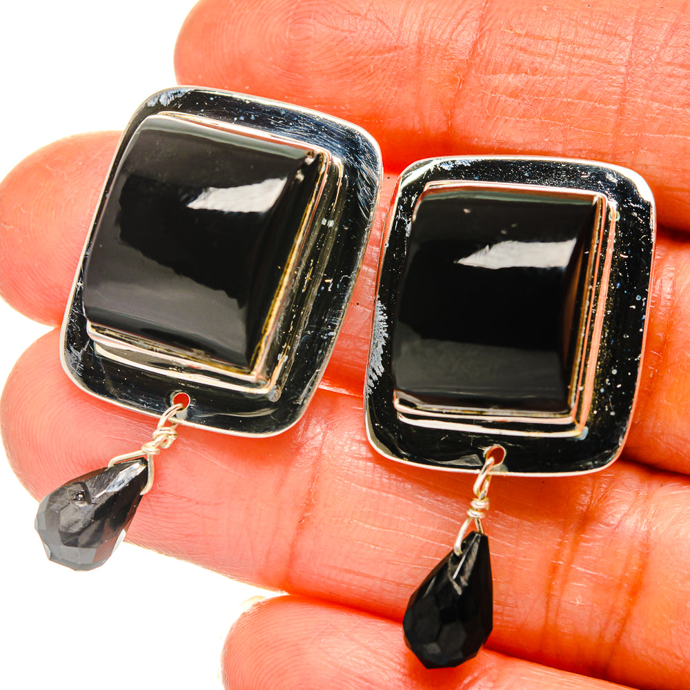 Black Onyx Earrings handcrafted by Ana Silver Co - EARR425876
