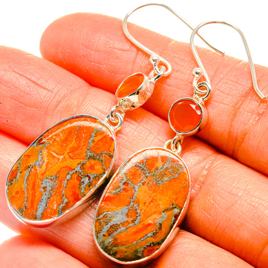 Orange Copper Composite Turquoise Earrings handcrafted by Ana Silver Co - EARR425880