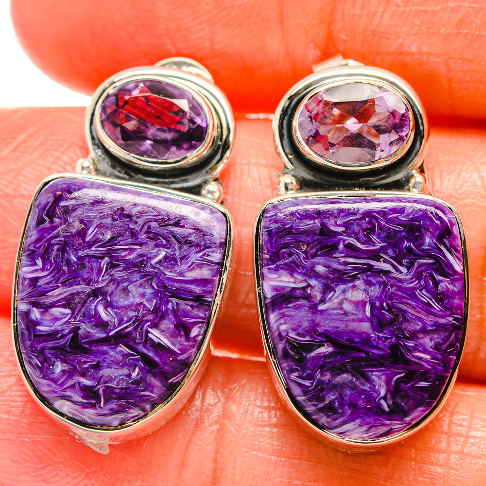 Charoite Earrings handcrafted by Ana Silver Co - EARR425888