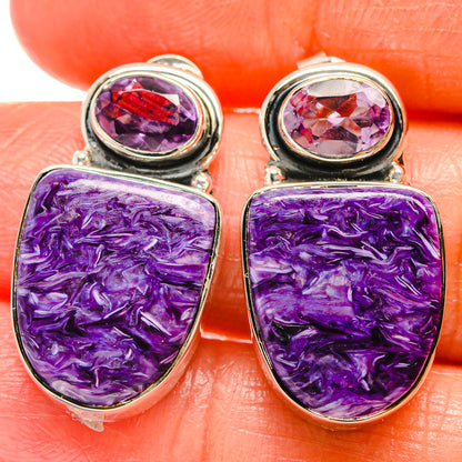 Charoite Earrings handcrafted by Ana Silver Co - EARR425888