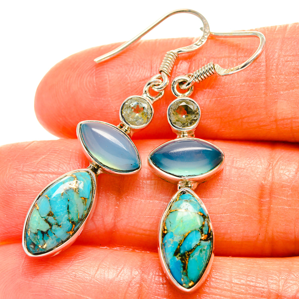 Blue Copper Composite Turquoise Earrings handcrafted by Ana Silver Co - EARR425891