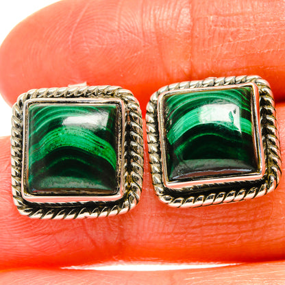 Malachite Earrings handcrafted by Ana Silver Co - EARR425892