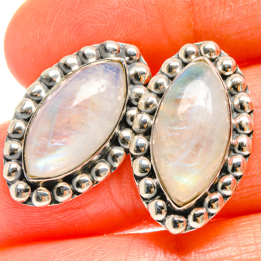 Rainbow Moonstone Earrings handcrafted by Ana Silver Co - EARR425899