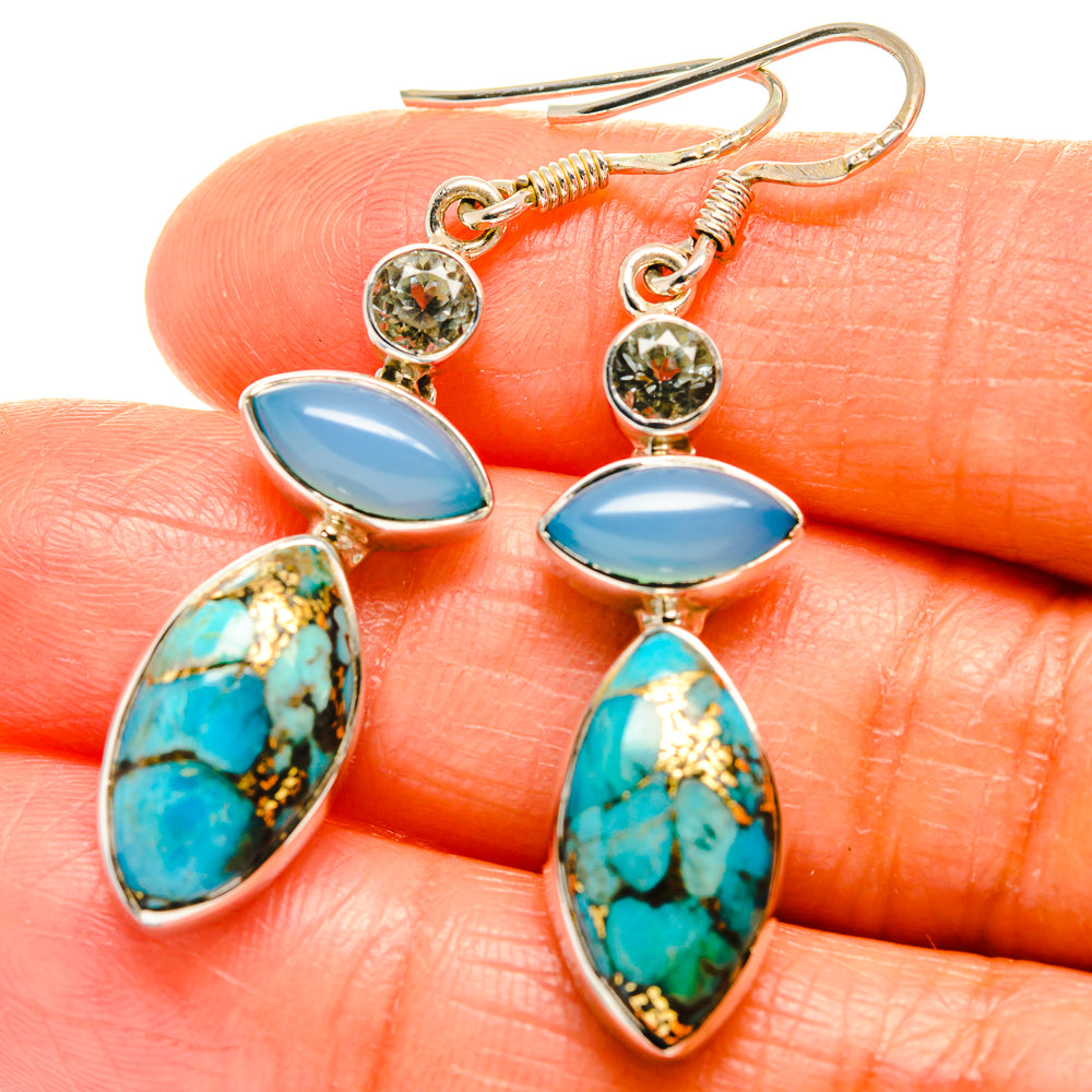 Blue Copper Composite Turquoise Earrings handcrafted by Ana Silver Co - EARR425908