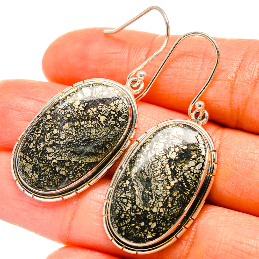 Pyrite Agate Earrings handcrafted by Ana Silver Co - EARR425920