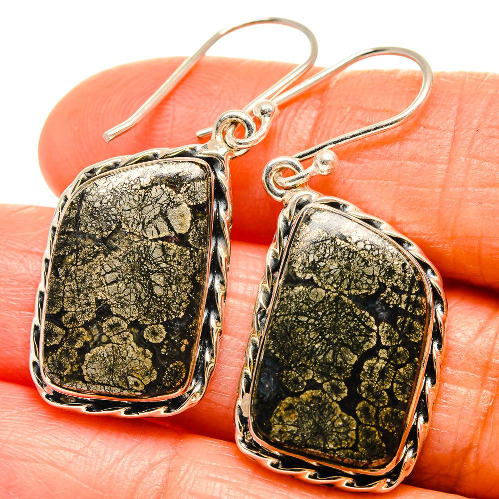 Pyrite Agate Earrings handcrafted by Ana Silver Co - EARR425925