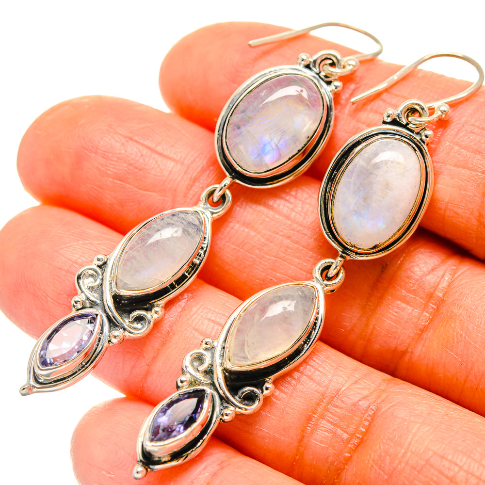 Rainbow Moonstone Earrings handcrafted by Ana Silver Co - EARR425932