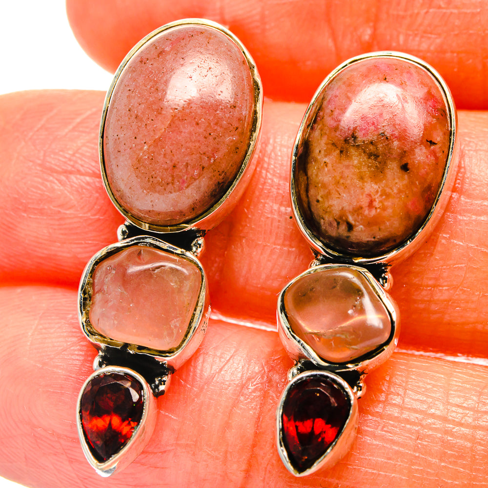 Rhodonite Earrings handcrafted by Ana Silver Co - EARR425940