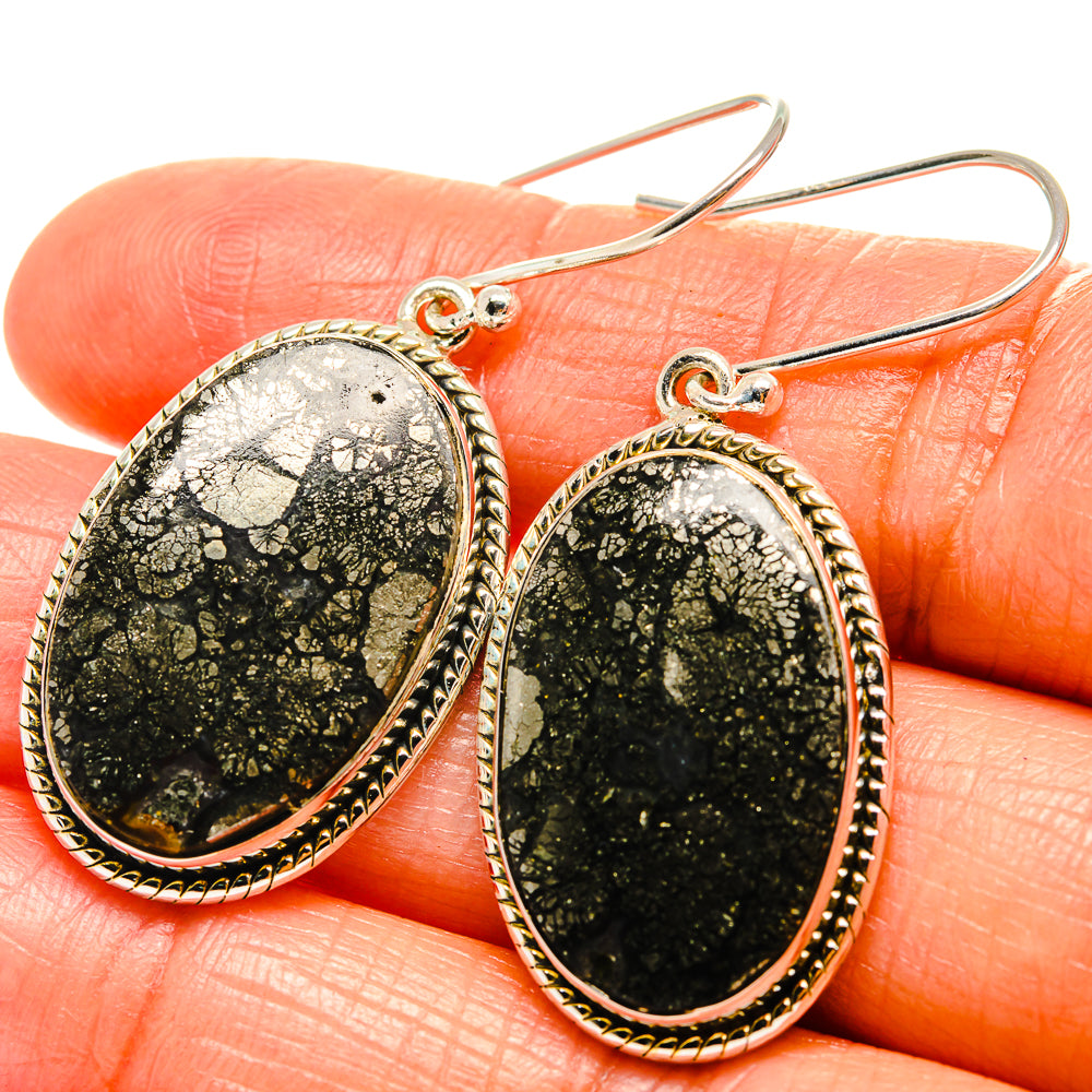 Pyrite Agate Earrings handcrafted by Ana Silver Co - EARR425949
