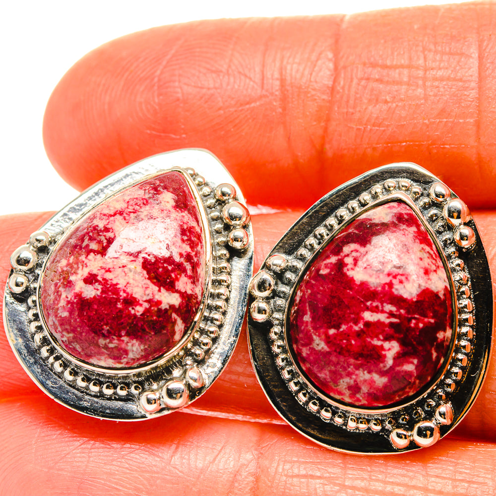 Thulite Earrings handcrafted by Ana Silver Co - EARR425953