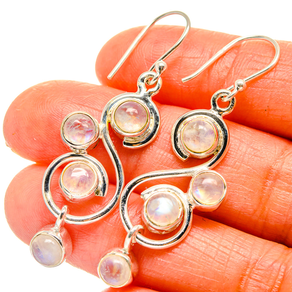 Rainbow Moonstone Earrings handcrafted by Ana Silver Co - EARR425967
