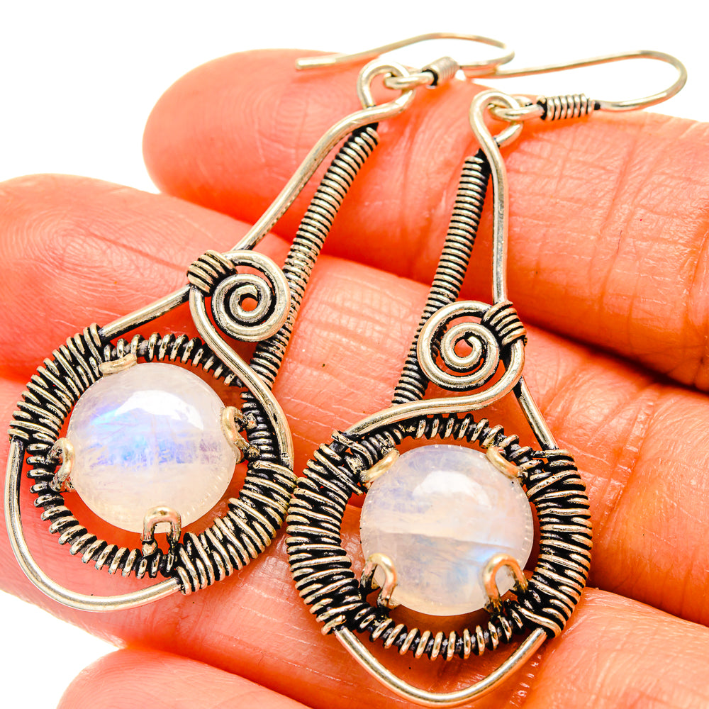 Rainbow Moonstone Earrings handcrafted by Ana Silver Co - EARR425981
