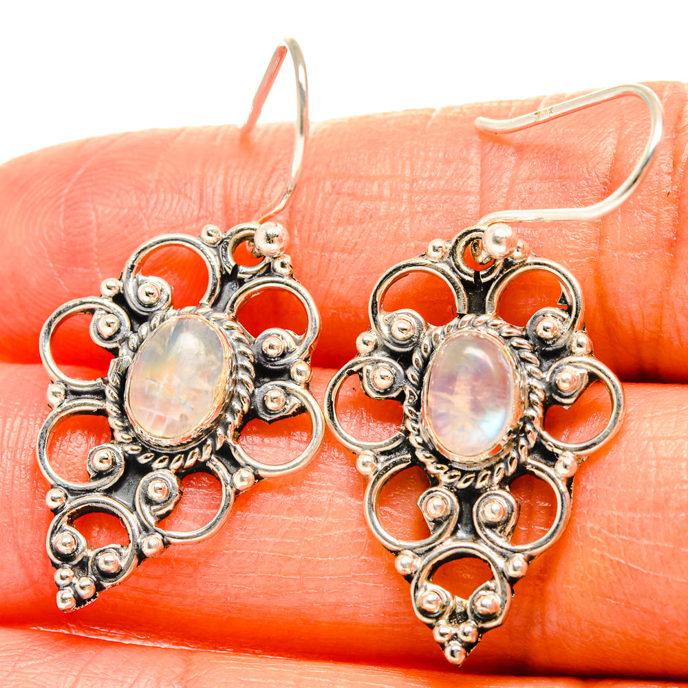 Rainbow Moonstone Earrings handcrafted by Ana Silver Co - EARR425986